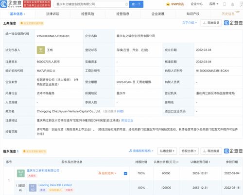 理想汽車投資成立創業投資公司 注冊資本6億元
